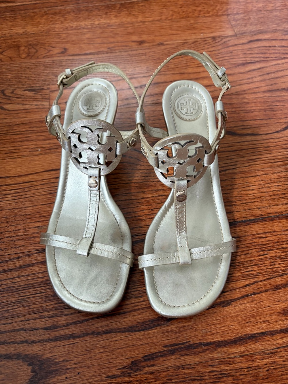 Tory Burch Miller gold wedge sandal Women’s Size 6